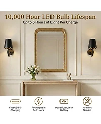 Bell + Howell Set of 2 Metal Scallop Shade Dimmable Led Rechargeable Cordless Touch Control Lights Wall Sconces