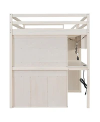 Streamdale Furniture Full Loft Bed with Wardrobe, Desk