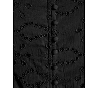 Bcbg Women's Eyelet Detail Sleeveless Square Neck Peplum Top