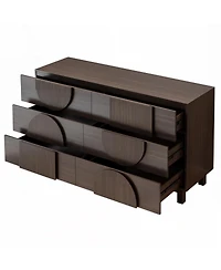 Streamdale Furniture 6-Drawer Fluted Wood Dresser, 60" Wide Storage Cabinet