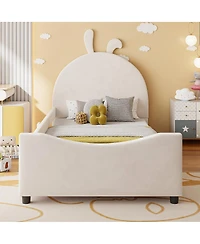 Streamdale Furniture Twin Size Upholstered Daybed with Rabbit Ear Shaped Headboard
