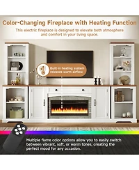 Streamdale Furniture 3-Piece Electric Fireplace Entertainment Center for TVs Up to 70", Walnut