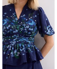 Phase Eight Women's Safa Puff Sleeve Floral Blouse