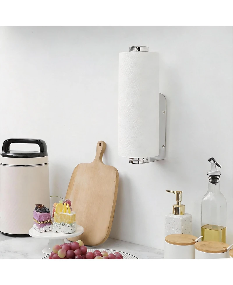 Yigii Stainless Steel One-Handed Paper Towel Holder with Damping Function for Kitchen