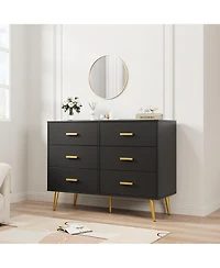 homfan 6-Drawer Dresser for Bedroom, Cabinet with Elevated Base, Fabric Storage Tower, Steel Frame, Chest Drawers Organizer Closet, Living Room