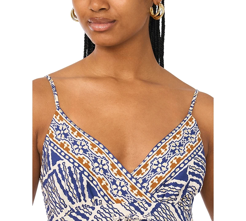 Msk Women's Flowy Tie-Front V-Neck Midi Dress