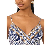 Msk Women's Flowy Tie-Front V-Neck Midi Dress