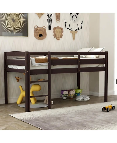 Streamdale Furniture Twin Wood Loft Bed Low Loft Beds with Ladder,Twin