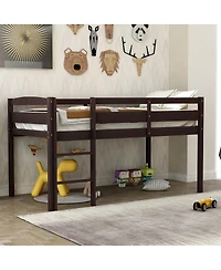 Streamdale Furniture Twin Wood Loft Bed Low Loft Beds with Ladder,Twin