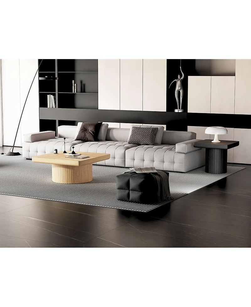 Streamdale Furniture Modern 2-Piece Fluted Wood Nesting Coffee Table Set
