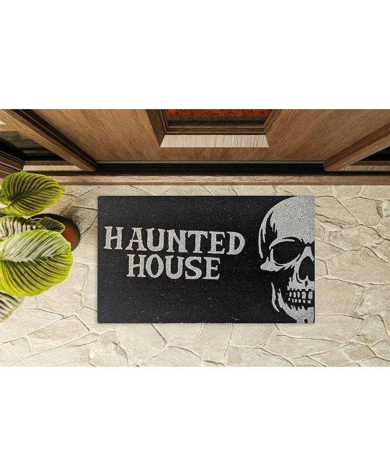 Kate Aurora Halloween Haunted House Bristled Coir Outdoor Welcome Mat