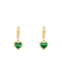 The Lovery Mini Malachite Heart Dangle Earrings 14K Gold-Plated Sterling Silver