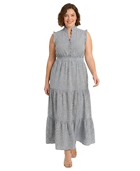 London Times Plus Sleeveless Tiered Maxi Dress