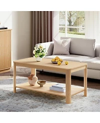 Streamdale Furniture Arc Corner Wood Coffee Table with Storage Shelf