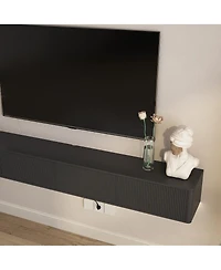 Streamdale Furniture Floating Wall-Mounted Tv Stand with Led Lights and Power Outlet