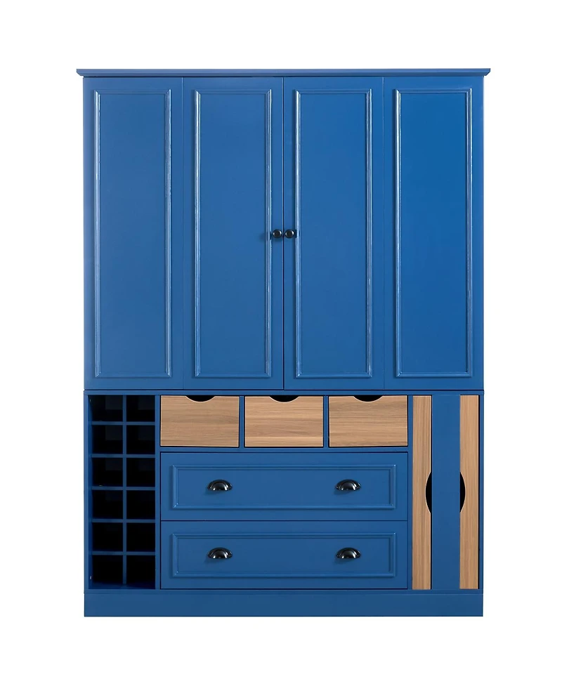 Streamdale Furniture Farmhouse 71''H Large Kitchen Pantry with 4 Foldable Doors and Power Outlet