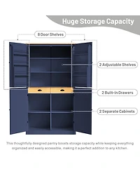 Streamdale Furniture Freestanding Kitchen Pantry Storage Cabinet with 2 Drawers and Adjustable Shelves