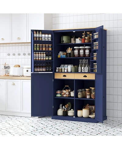 Streamdale Furniture Freestanding Kitchen Pantry Storage Cabinet with 2 Drawers and Adjustable Shelves