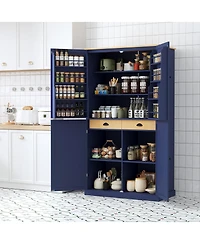 Streamdale Furniture Freestanding Kitchen Pantry Storage Cabinet with 2 Drawers and Adjustable Shelves