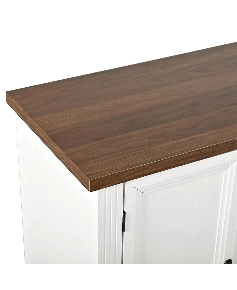 Streamdale Furniture Elegant Walnut and Gray Brick Tv Stand for TVs Up to 70" with Storage