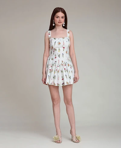 Avec Les Filles Women's Printed Drop-Waist Flounce Romper Dress