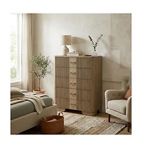 Kings Brand Furniture Sierra White Oak Modern Fluted 5-Drawer Chest