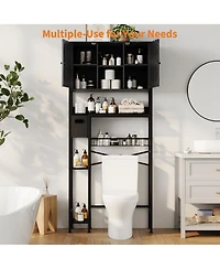homfan Over The Toilet Storage Cabinet - 2-Door Design Bathroom Organizers Shelf, Space-Saver Above with Paper Holder