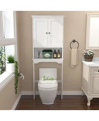 Phying Over Toilet Bathroom Storage Cabinet White Wooden Space Saving Wall Mounted Bathroom Shelf Organizer