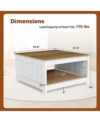 Gymax Coffee Table with Storage Shelf Farmhouse Rustic Center Table Space-Saving