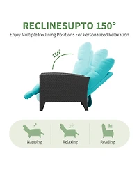 homfan 150degree(s) Adjustable Reclining Patio Chair - Lay-Flat Outdoor Lounge, Turn over-Up Side Table, Removable Cushion