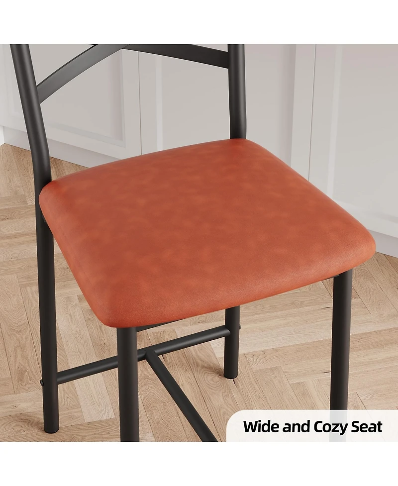 homfan Set of 4 Modern Counter Height Dining Chairs with Backrest – Metal Frame, Upholstered Seat, Footrest