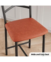 homfan Set of 4 Modern Counter Height Dining Chairs with Backrest – Metal Frame, Upholstered Seat, Footrest