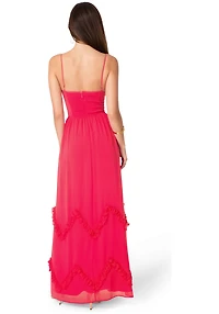Bebe Women's Soft Ruffle Corset Maxi Dress