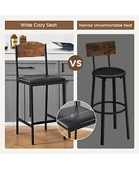 homfan Space-Saving Counter Height Dining Set with Bar Table and 2 Upholstered Stools, Built-in Storage Shelf and Wine Rack, Easy Assembly