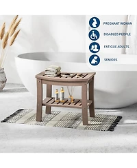 homfan Hdpe Waterproof Shower Bench with Storage Shelf – Non-Slip, Sturdy Bathroom Stool Supports up to 400lbs – Safe, Comfortable Bath Seat