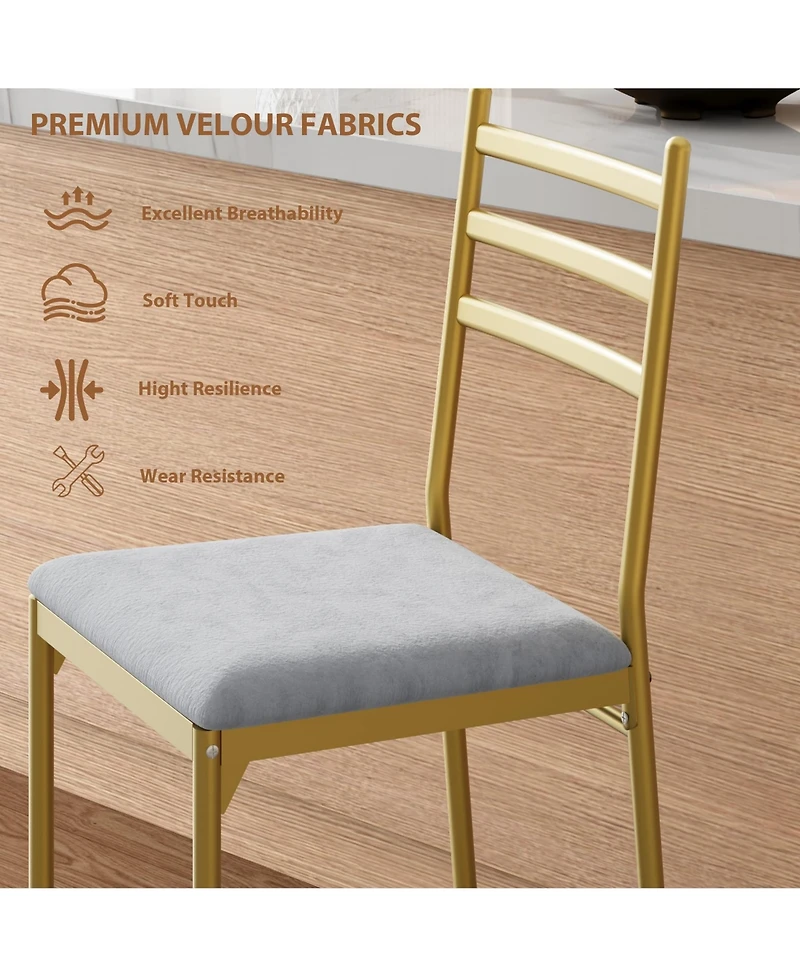 homfan Set of 4 Modern Counter Height Bar Stools with Thick Pu Leather Cushion - Curved Back, Waterproof Metal Dining Chairs