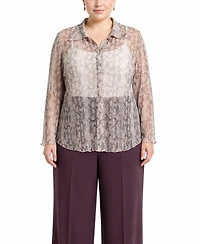 Coin 1804 Plus Python Mesh Button-Front Shirt