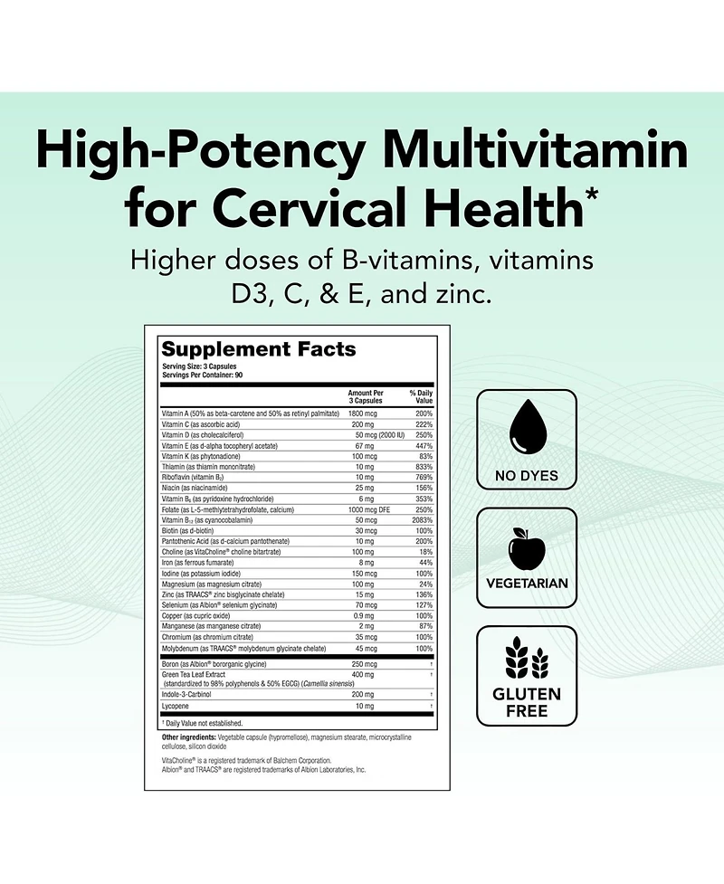 Theralogix ProCerv Hp High-Potency Multivitamin - 90-Day Supply - Immune Support - includes B Vitamins, Vitamin C, Vitamin D and Zinc