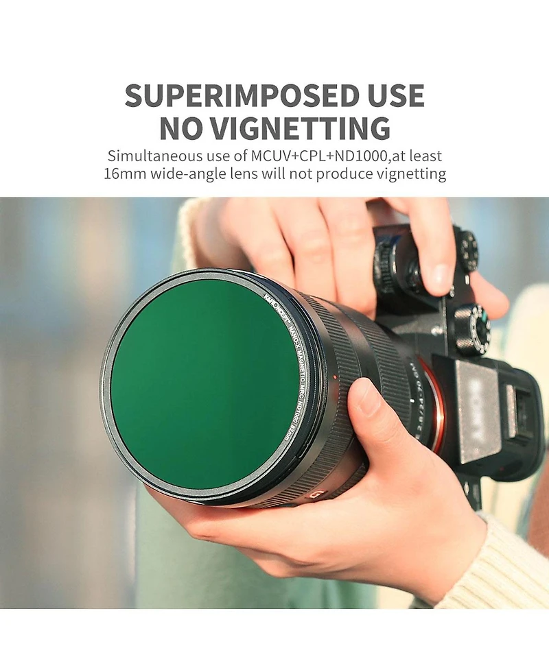 KandF Concept 58mm 3-Piece Magnetic Lens Filter Kit with Mcuv, Cpl and ND1000 Hd Filters