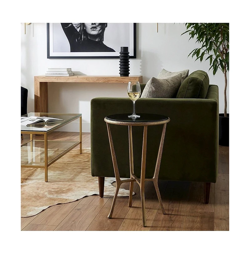 Butler Specialty Ivy 15.5 in. W Round Metal and Granite Side Table