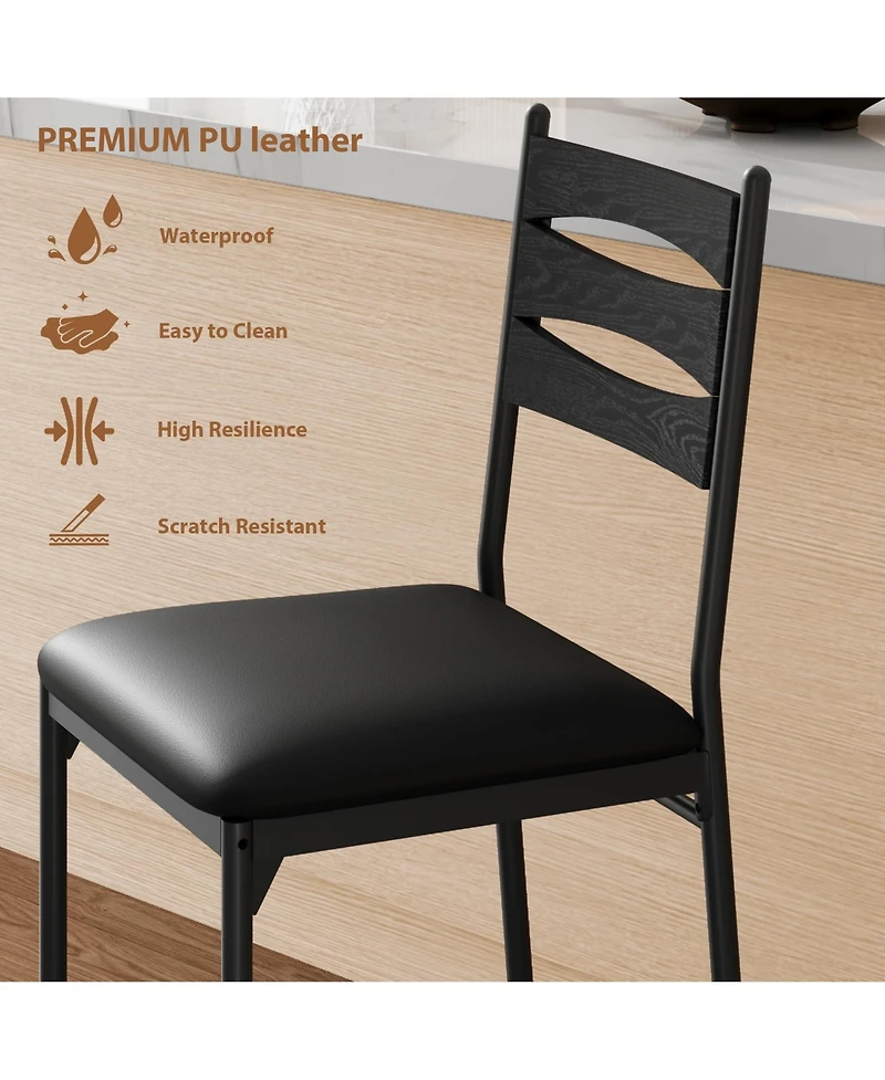 homfan Modern Counter Height Bar Stools Set of 4 - Wooden Dining Chairs with Faux Leather Upholstery, Ideal for Kitchen Island, Dining Room