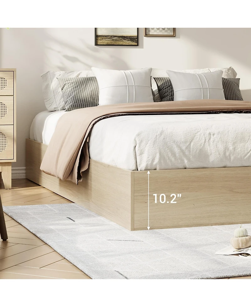 Gaomon California Bed Frame with 2 Storage Drawers, No Headboard, Wood Slat Support, Noise Free