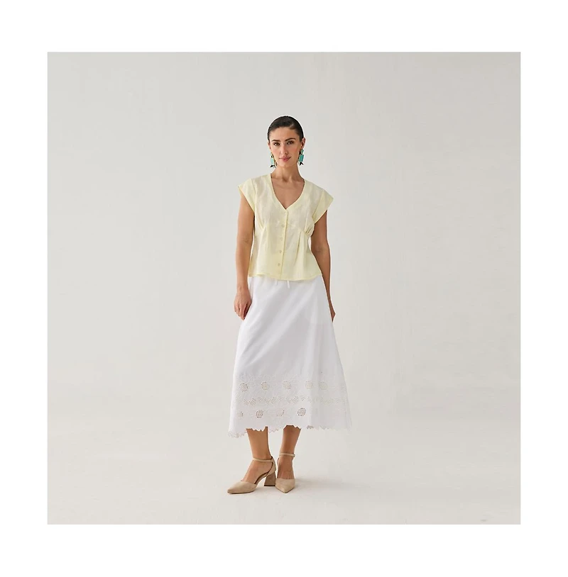 Reistor Women's The Deep V Neck Top Butter Lemon