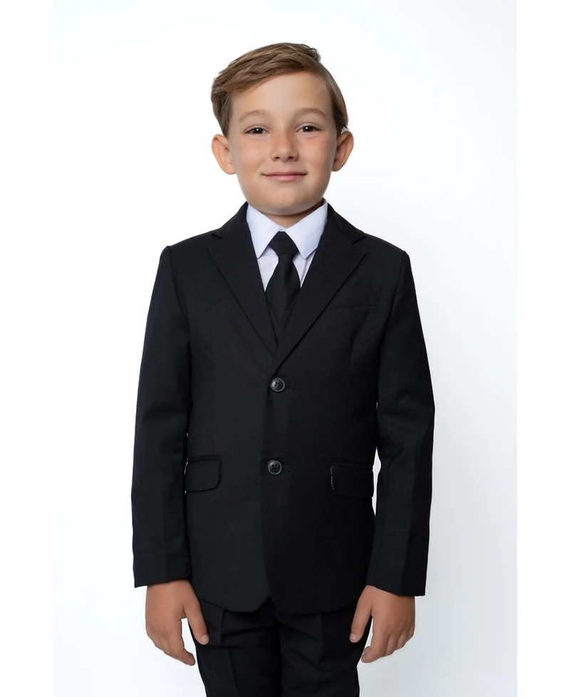 Peanut Butter Collection Little Boys and Big 007 Slim Fit 5-Piece Shirt, Tie, Jacket, Vest Pants Suit Set
