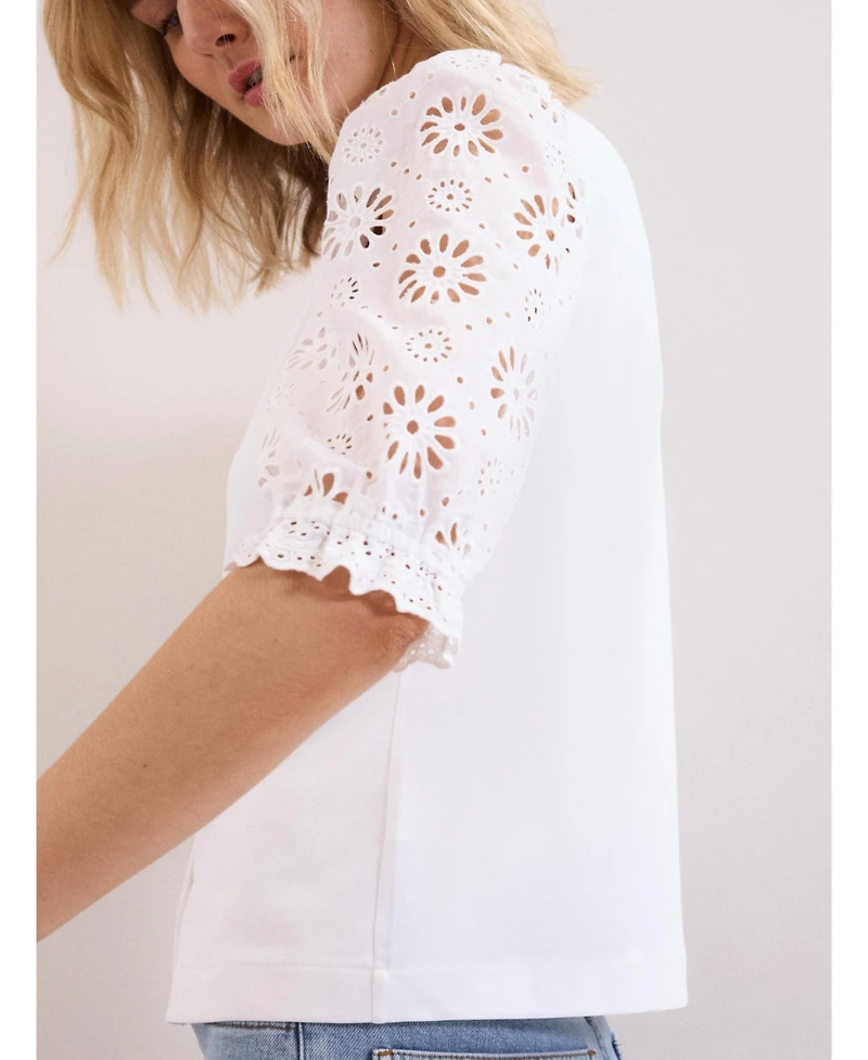 Phase Eight Women's Eleanor Floral Eyelet Detail Top
