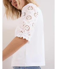 Phase Eight Women's Eleanor Floral Eyelet Detail Top