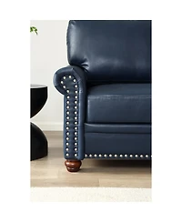 Streamdale Furniture Faux Leather Chesterfield Sofa with Nailhead Trim and 2 Pillows