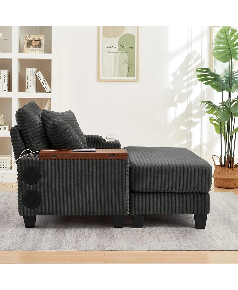 Streamdale Furniture Faux Leather Chesterfield Sofa with Nailhead Trim and 2 Pillows