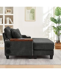 Streamdale Furniture Faux Leather Chesterfield Sofa with Nailhead Trim and 2 Pillows
