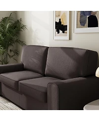 Streamdale Furniture Faux Leather Chesterfield Sofa with Nailhead Trim and 2 Pillows